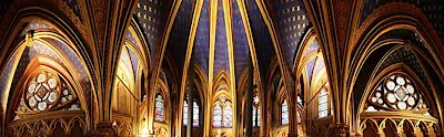 The upper chapel of the Sainte Chapelle in Paris, built between 1242 and 1248 by King Louis IX of France and restored in the 1800s. 