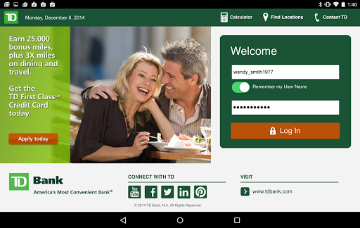 TD Bank US Tablet