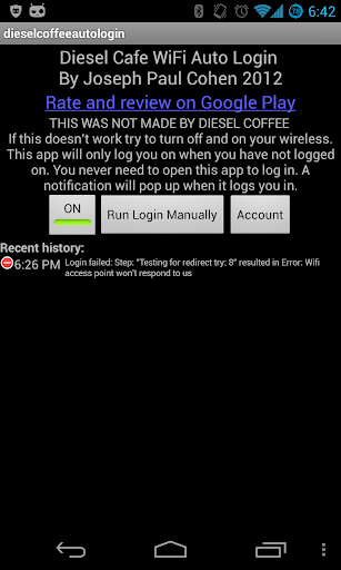 Diesel Cafe Wifi Autologin