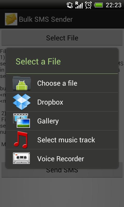 Android application Bulk SMS Sender screenshort