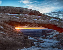 Mesa Arch Sunrise on a 5 degree morning in December by Brent Morris - Landscapes Sunsets & Sunrises