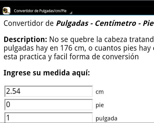 Convertidor de Pulgadas cm Pie