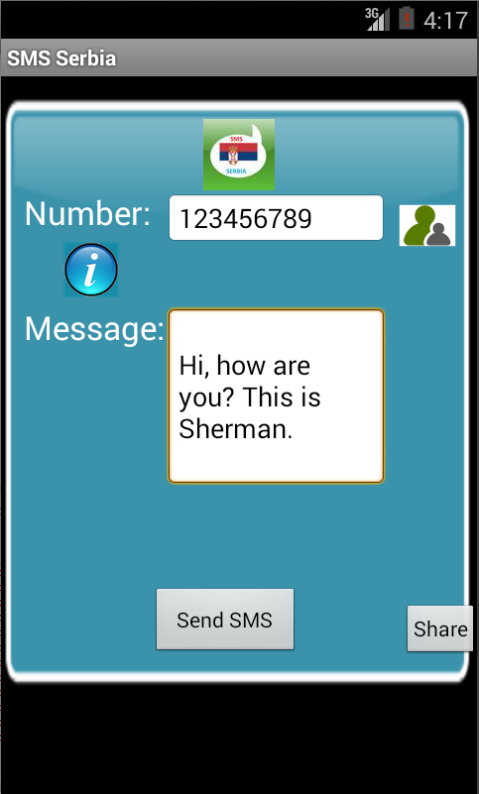 Android application Free SMS Serbia screenshort