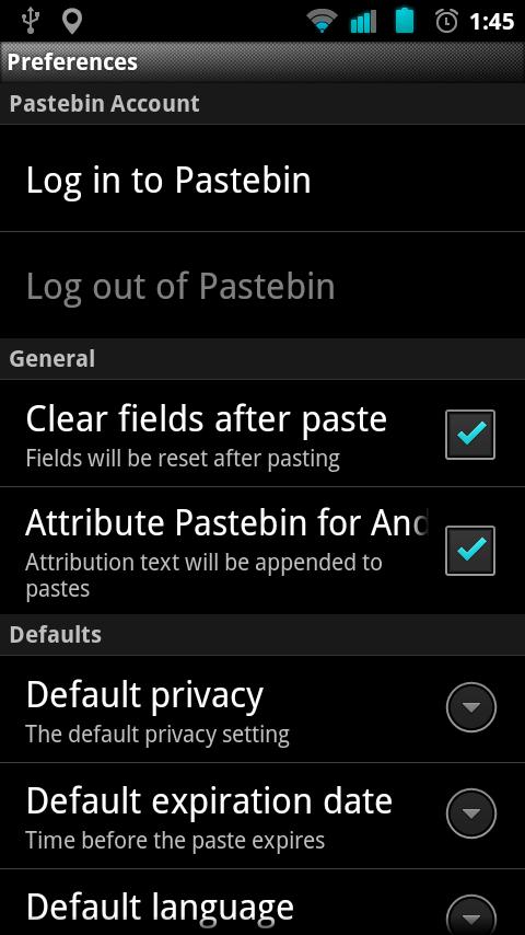   Pastebin for Android – zrzut ekranu 