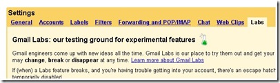 gmail lab setting for snakey game