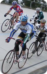 Velodrome bicyclists