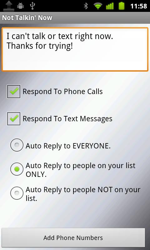 Text(SMS) &amp; Call Auto Reply + Screen 2