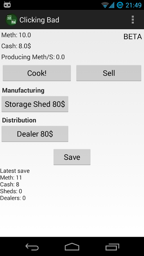 Android application Clicking Bad - Donate Key screenshort