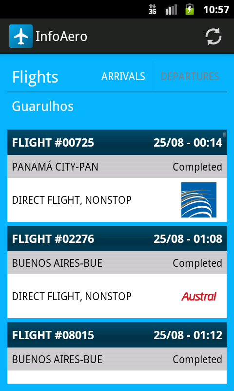 Android application InfoAero screenshort