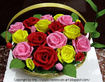 Here is a basket full of beautiful roses. Organdi Flower-Roses beautiful 