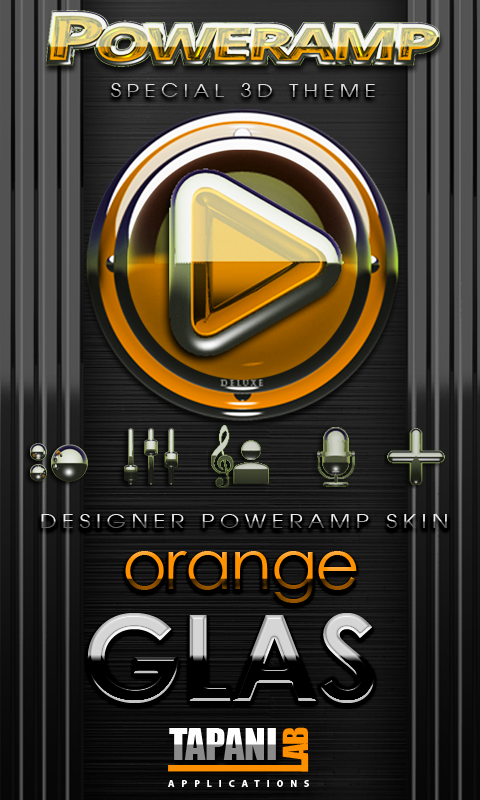 Android application Poweramp skin Orange Glas luxe screenshort