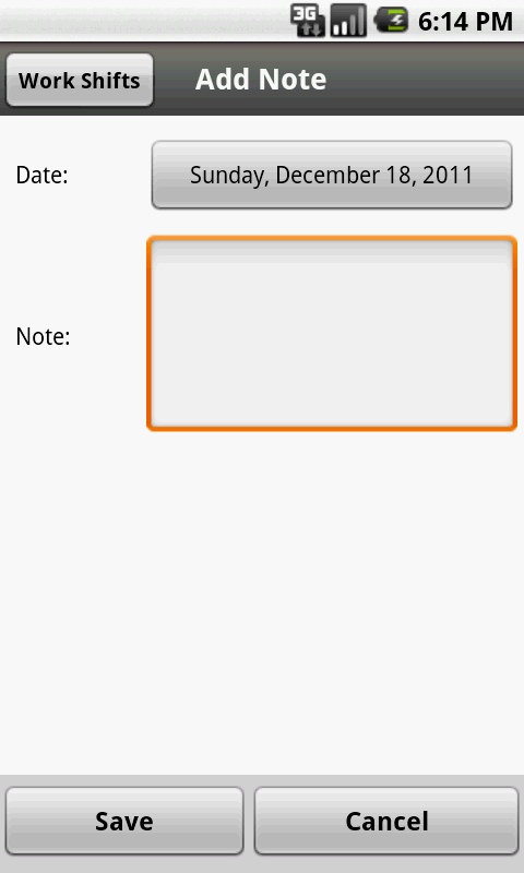 Work Shifts Screen 2