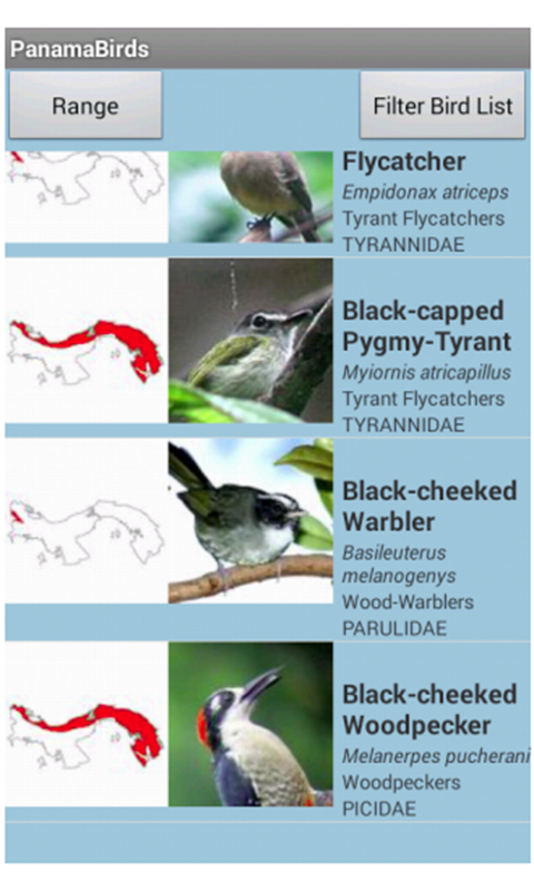 Panama Birds Field Guide Screen 1