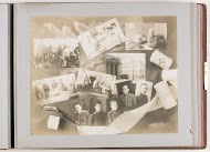 Compositie van elf foto's van personen en onderwijs aan de Keizerlijke Militair-Medische Academie, gecombineerd met decoratie van medische instrumenten en materialen