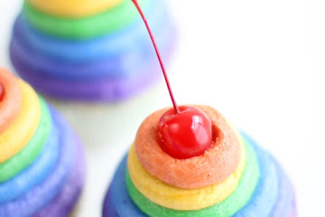 Rainbow Frosting Cupcakes