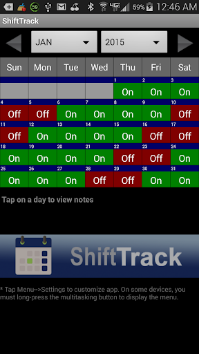 Shift Track Repeating Calendar