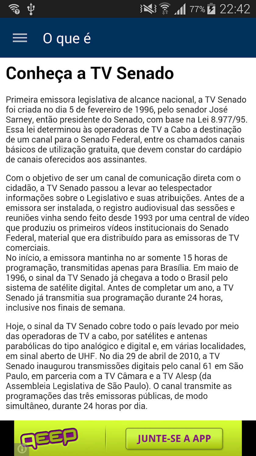 TV Senado Screen 1