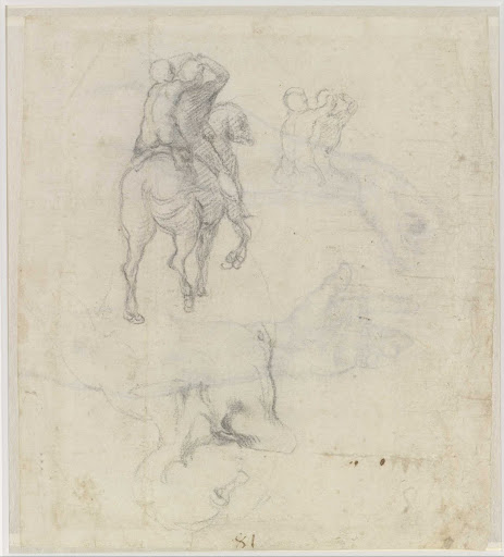 Studies of a Horse with Two Nude Riders and a Male Torso