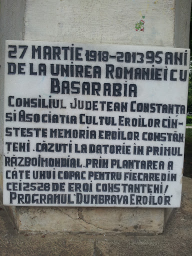 Placa Comemorativa Unirea Romaniei Cu Basarabia