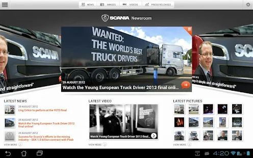 Scania Newsroom tablet