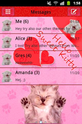 GO SMS Pro Theme Pink Cats