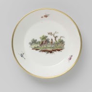 Schotel, beschilderd met een landschap met vee