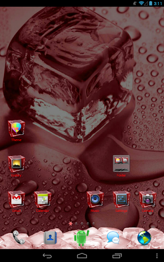 Ice Cube Red GO Launcher Theme