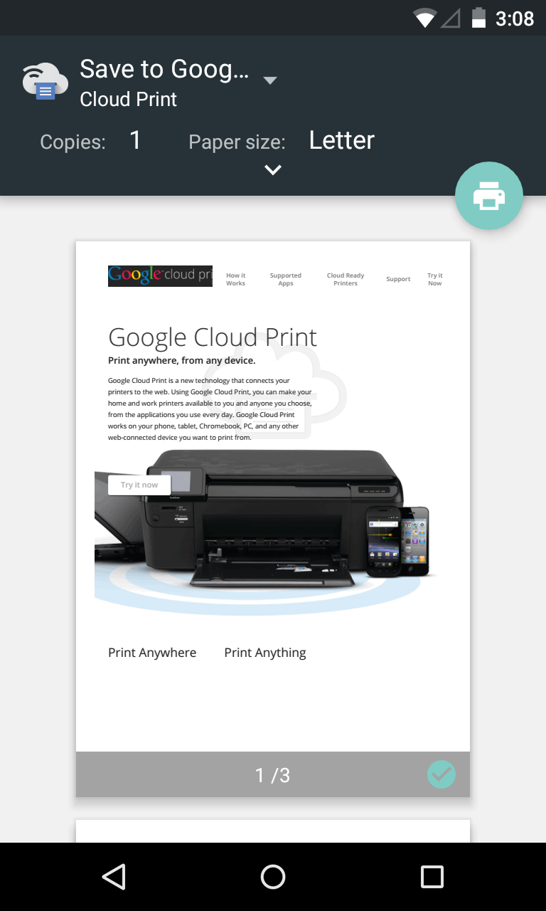 Cloud Print Screen 2