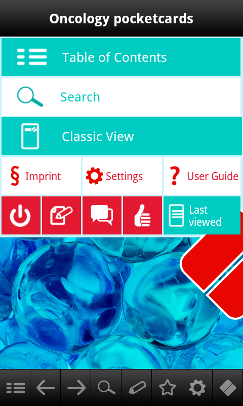 Android application Oncology pocketcards screenshort