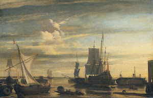 RIJKS: Jan Claesz. Rietschoof: Harbor at Sunset 1699