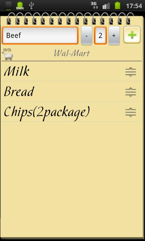 Android application Shopping List+ screenshort