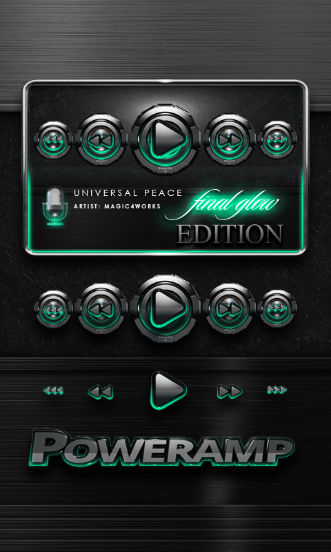 Poweramp skin widget Mint Glow Screen 2