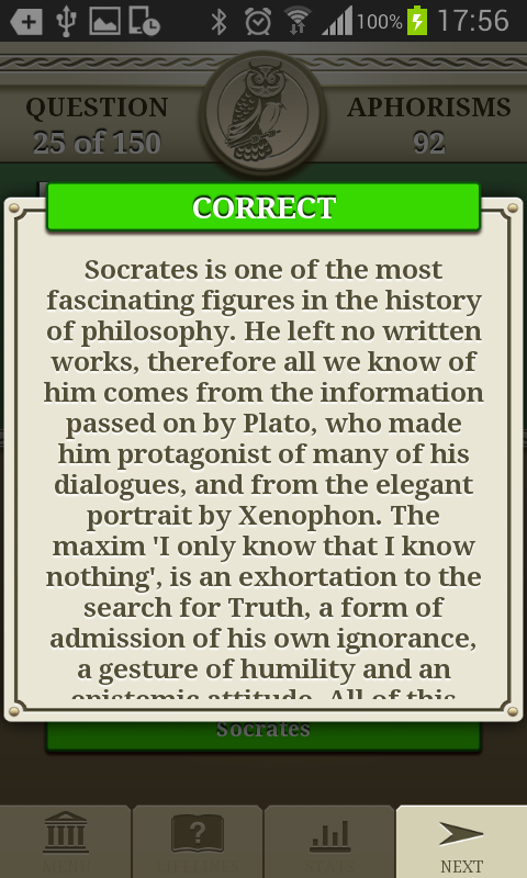 Genius Philosophy Quiz Screen 3