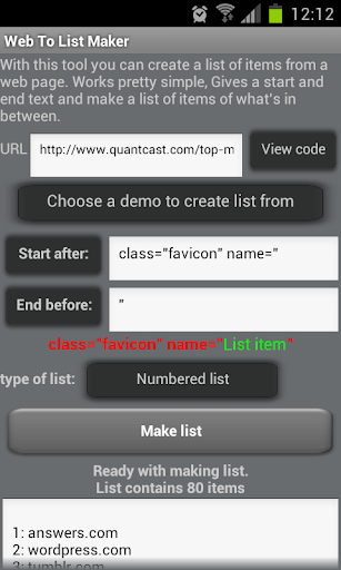 Web To List maker