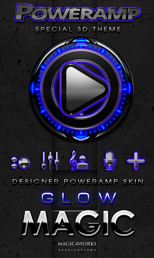 【免費個人化App】Poweramp skin Blue Glow Magic-APP點子