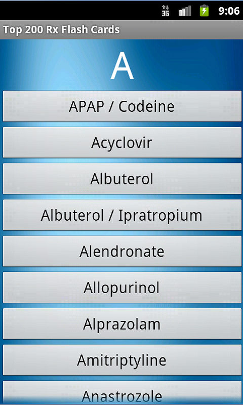 Top 200 Rx Drug Flash Cards Screen 2