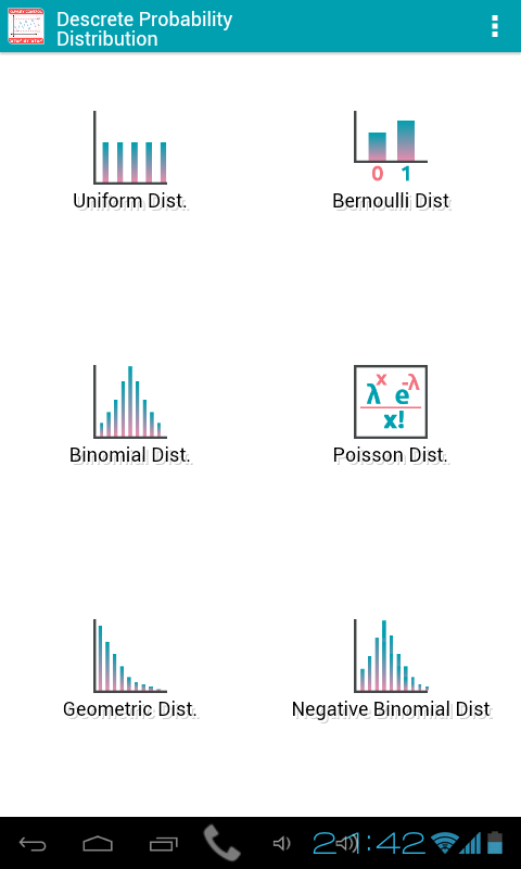 Android application Discrete Probability Dist. (P) screenshort