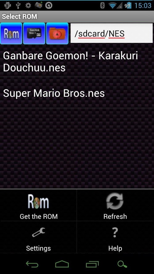 Android application Perfect NES Emulator Pro screenshort