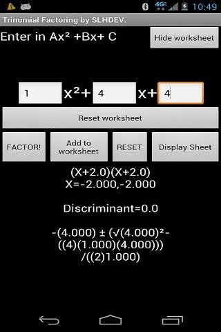 Factoring Trinomials lite