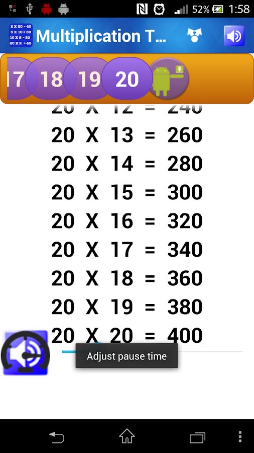Printables 1to20table multiplication tables for kids android apps on google play screenshot