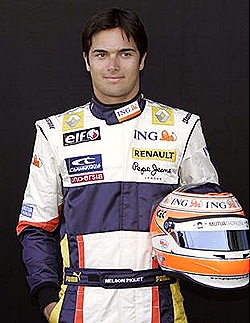 nelson piquet, elf, ing renault, blue, white, yellow, orange, f1, pilot, driver, racer, formula one, photo, picture
