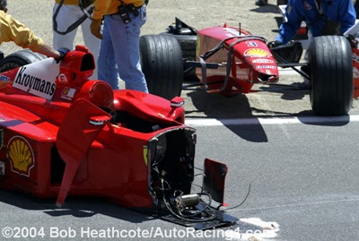 kroymans, f1, racing car, sport car, red, smash, crash, accident, people, motorsport, 2004, bob heathcote, autoracing, picture