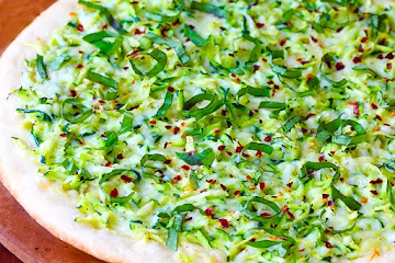Zucchini Pizza with Roasted Garlic Sauce