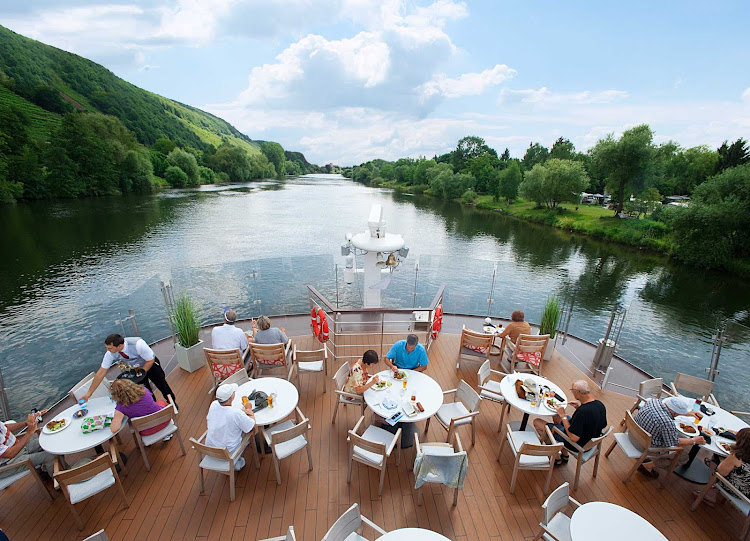 Any seat in the Aquavit Terrace offers a front-row seat to spectacular views along Europe's waterways on your Viking River Cruise.