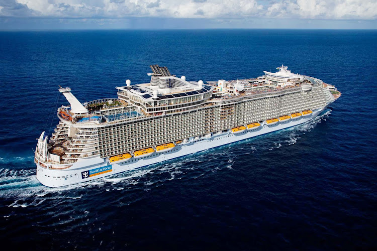 Allure of the Seas at sea. Fun fact: Though she was designed to the same specs as twin sister Oasis of the Seas, at 1,181 feet long she's actually 2 inches longer.