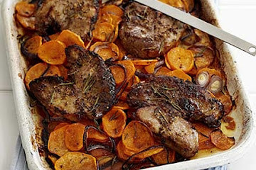 Lamb steaks with rosemary sweet potatoes