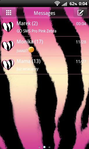 GO SMS Pro Pink Zebra