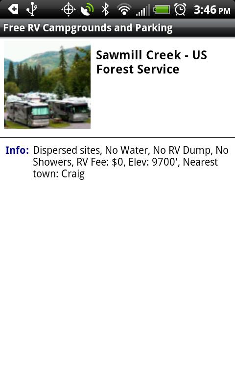 Free RV Campground and Parking Screen 3