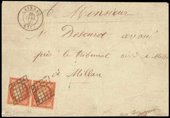 1fr vermillon sur lettre