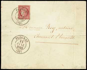 1fr vermillon sur lettre
